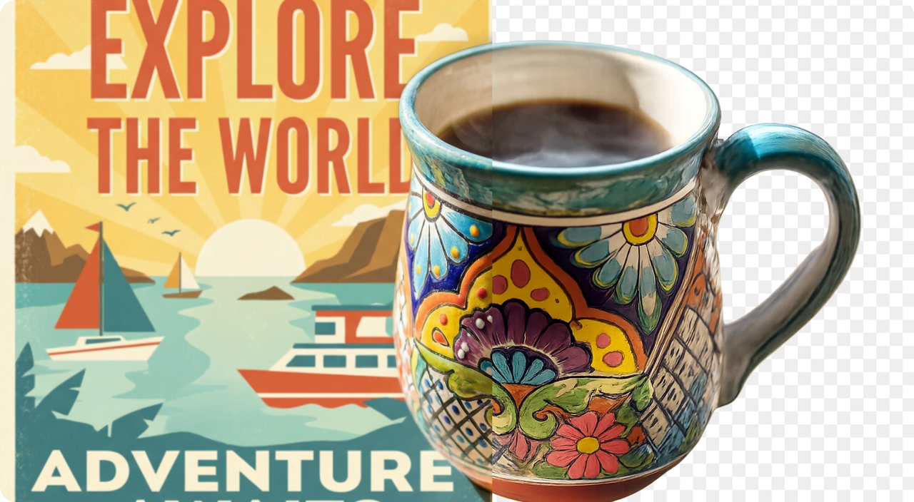 Colorful mug with transparent background