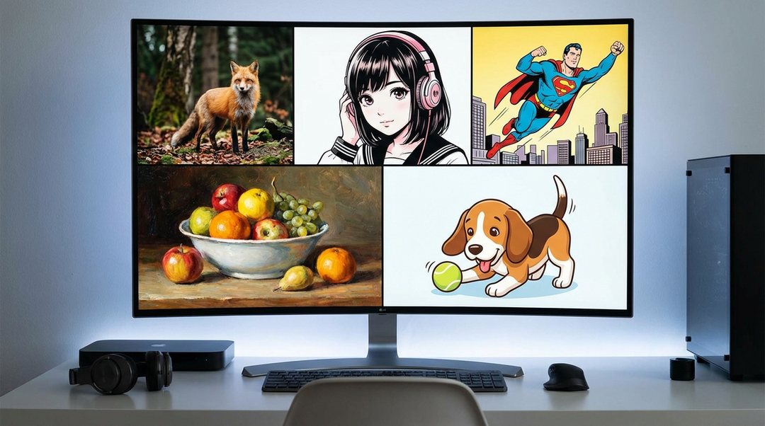 Computer wallpapers – Animal – Anime girl – Oil painting