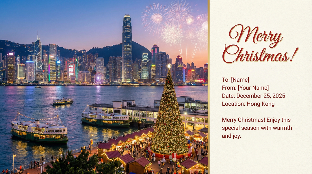 HONGKONG Merry Christmas Greeting Card