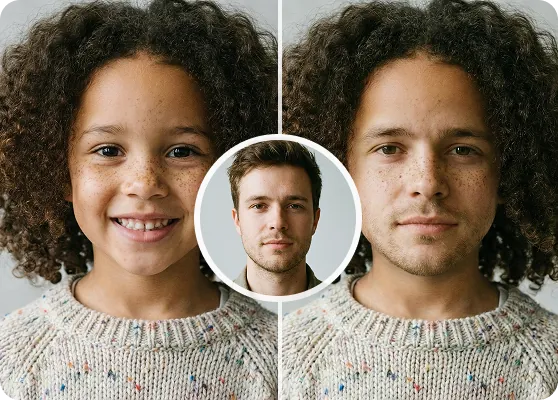 AI face swap example - realistic face morphing