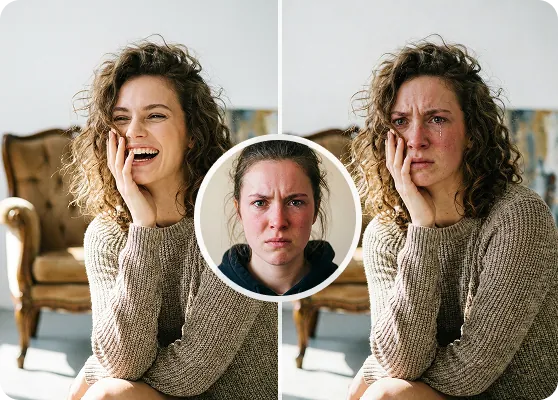 AI face swap portrait - dramatic character transformation