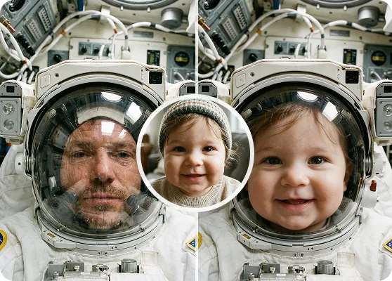 Online face swap result - expressive identity transfer