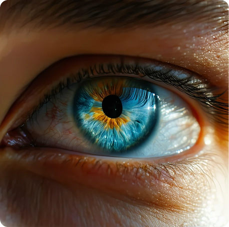 Ultra-realistic macro eye, vivid colors, cinematic light.