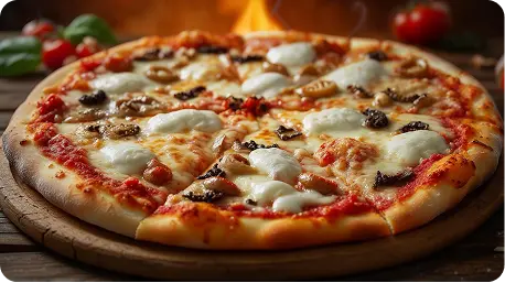 Pizza appena sfornata con formaggio fuso